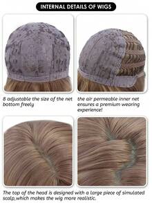 alicegarden 1 Tóc giả tổng hợp chịu nhiệt, tóc giả ngắn màu xám có mái, dài 3,6 mét, làm từ sợi tổng hợp, thích hợp sử dụng hàng ngày, tóc giả mô phỏng tự nhiên. - màu nâu - Xem 5