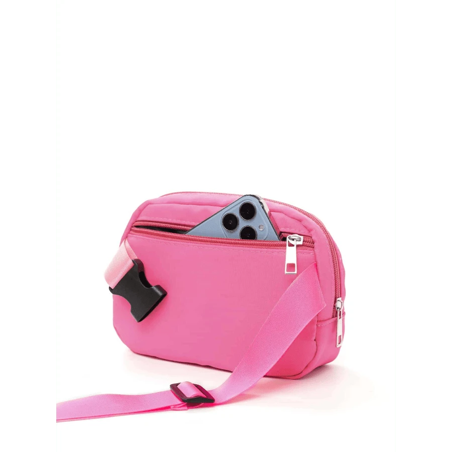 Sports Waist Pack/Crossbody Bag, Suitable For Running, Hiking, Cycling, Fitness And Other Sports, Fashion Casual Minimalist, Unisex, Suitable For Students. Mini Waist Pack With Adjustable Shoulder Strap, Unisex, One Shoulder Crossbody Bag, Suitable For Outdoor Sports, Running, Travel, Black, College Style Waist Pack, Suitable For The First Day Of School. - 玫紅色 - 查看 1