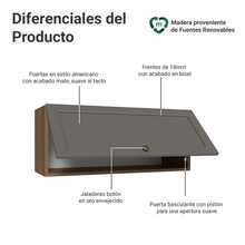 Gabinete Superior de Cocina Madesa Vik 80cm 1 Puerta MG - Marrón y Gris - Ver 3