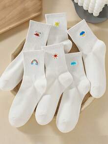 6 Pairs Minimalist Fashion Versatile Casual Mid-Calf Socks - Multicolor - View 7