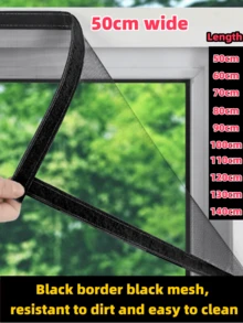 1 Peça Tela de Janela, Tela Mosquiteira Autoadesiva Sem Furos, Fácil Instalação, Malha Respirável Evita Mosquitos, Adequada para Quarto, Sala de Estar, Banheiro - Malha branca com borda preta - Visão 2