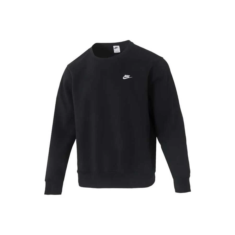 Nike Swoosh Logo 刺繡純色保暖內裡連帽運動衫，男款，黑色 - 黑色 - 查看 1