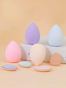 8 Pack Puff Beauty Egg Combination Set 4 Water Drop Beauty Eggs +4 Thumb Puff Set Non-Latex Makeup Sponge Makeup Puff Flocking Fan Powder Air Cushion Puff Set For Dry And Wet Use - Multicolor - View 11