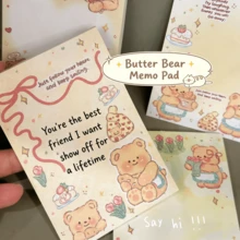 4pcs High-Value Butter Bear Sticky Notes - Multi-Functional Schedule Planner Memo Pad For Students - 4pcs/random - View 6