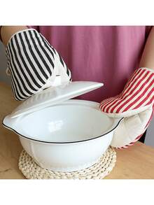 1/2 piezas Guantes de horno resistentes al calor con rayas - Guantes para hornear a prueba de calor y aislados - Accesorio de cocina - Multicolor - Ver 6