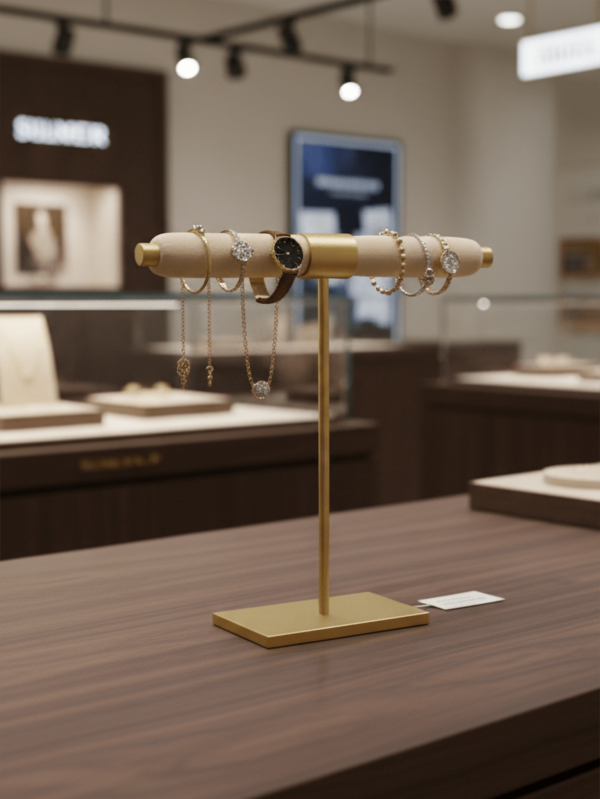 Ins Style Luxury Gold Jewelry Stand, Velvet Bracelet & Watch Organizer, Dresser Ring Display Rack