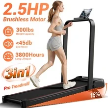 UMAY 3 In 1 Under Desk Treadmill With Handlebar - 2.5 HP Quiet Folding Treadmill For Home, Office, Under Desk, Portable Treadmill With 15% Incline, 300lbs Capacity - 查看 2