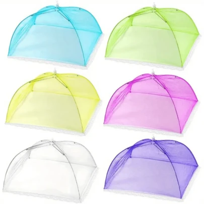 1/3pcs Colorful Food Cover Set, Outdoor Picnic Food Covers, Lace Mesh Breathable Food Covers In Multiple Colors, Fly Proof And Dust Proof Foldable Food Covers, Pop-Up Kitchen Tool Large Washable Table Cover, Reusable And Portable Food Covers For Picnic, BBQ, Party, Outdoor Dining - Compatible With Standard Picnic Tables And Grills, Kitchen Tools, Kitchen Accessories