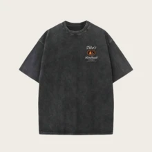 230g Washed And Used T-Shirt, Front Tito's Handmade Vodka Logo, Back With "AUSTIN TEXAS Tito's HANDMADE Vodka" Circular Text And Brand Logo, Tito's Vodka Theme - 黑色 - 查看 2