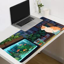 Tấm lót chuột hình mèo dễ thương, thiết kế nghệ thuật, thảm lót bàn làm việc thẩm mỹ, phụ kiện bàn làm việc văn phòng với đường viền may chắc chắn, chống trượt, cỡ XXL, đế cao su, tấm lót bàn phím 35.4x15.7 inch, tấm lót bàn làm việc thể thao điện tử cho văn phòng tại nhà, đồ dùng văn phòng, trang trí văn phòng. - Hình vuông - Xem 3