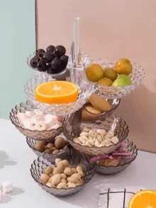 Multi-Layer Fruit Plate, High Foot Fruit Plate, Household Living Room Coffee Table Candy Box Fruit Plate Dried Fruit Plate Melon Seeds Snack Storage Box - Multicolor - View 6