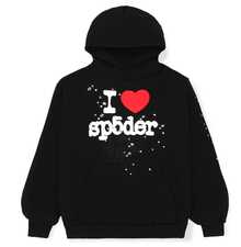 Sp5der I Heart SP5 Souvenir Hoodie Black And Matching Sweatpants Set | Premium Heavyweight Layering Outerwear |Unisex For Both Men And Women | Perfect Streetwear Set | Loungewear And Daily Casual Wear Set - Áo hoodie đen - Xem 12