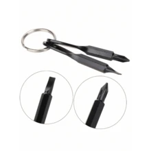 2 Portable Screwdriver And Slotted Screwdriver Keyring Set - Camping Accessories Versatile Mini Pocket Repair Tool Gadget Car Accessories Bag Charm School Cute Goth Y2k Christmas Gift Ideas Bag Lanyards With Id Holder Car Accessories Bag Charms - màu đen - Xem 3