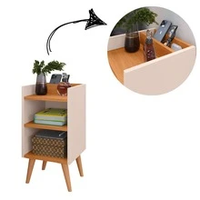 Compacta Max Bedside Table With Niche And Cell Phone Holder - Beige - View 9