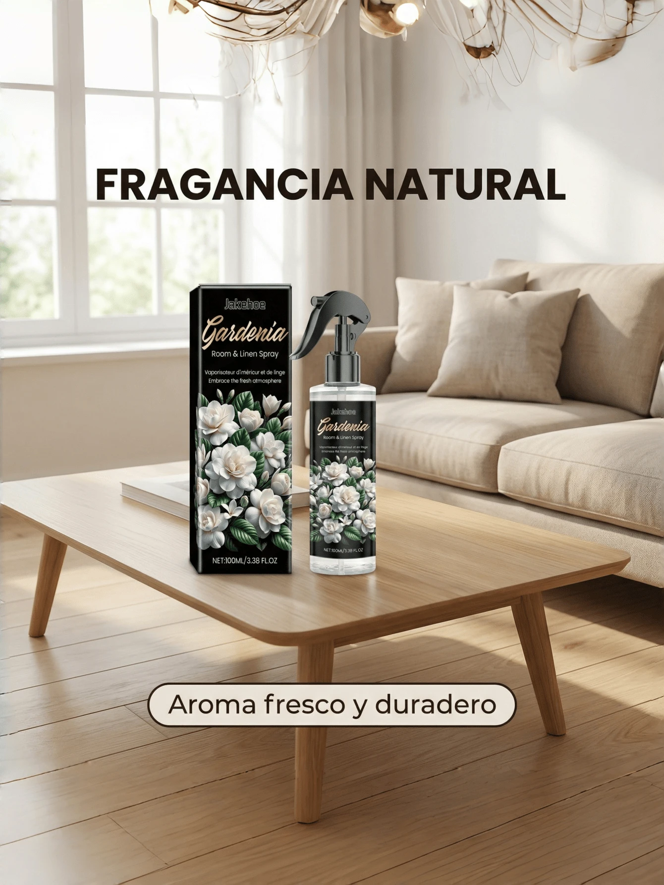 2pcs Spray Ambientador Natural de Gardenia para Interiores Aroma Relajante de Flores Frescas Elimina Malos Olores Duradero, para Sala, Baño, Dormitorio y Oficina