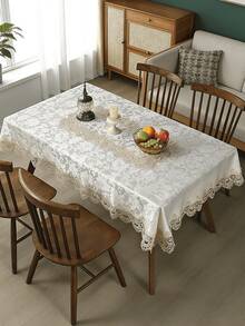 HXARTMIS 1 PC Beige Rectangular Tablecloth, Made With Embroidered Lace And Jacquard Craft, Which Can Effectively Protect The Tabletop. Tablecloth, Tablecloth, Birthday, White Tablecloth, Baptism, Pink Tablecloth, Stain-Resistant Tablecloth, Furniture Doilies, Living Room Rug, Plastic Kitchen Tablecloth, Round Tablecloth, Square Tablecloth - Beige - View 12