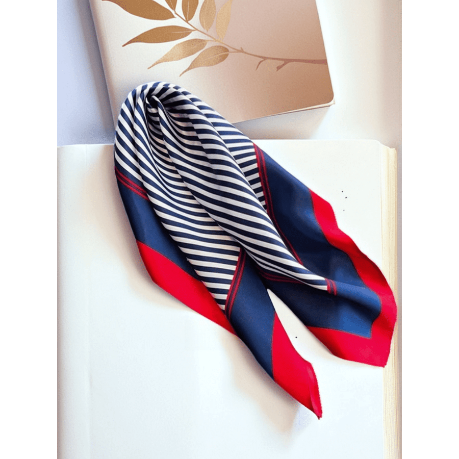 1pc New Women's Faux Silk Line Print 50x50CM Colors Small Square Scarf, Versatile Bandana, Decorative Ribbon For Bag, Neck Tie, Head Wrap, Suitable For Daily Use - Nhiều màu - Xem 9