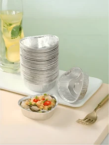 50/100个一次性铝箔容器 - 家用铝箔容器，适用于烘焙鸡蛋和牡蛎 - 蛋糕模具，空气炸锅铝箔容器 - 适用于厨房、餐厅、学校和面包店。 - 彩色 - 查看 9