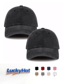 1顶男女通用复古做旧帽檐棒球帽，纯色，春夏款 - 淺灰色 - 查看 3