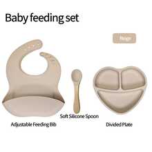 Bộ 8 món đĩa ăn silicone cho bé | 6 màu sắc thiết yếu cho trẻ tập ăn dặm | Đĩa chia ngăn hình trái tim chống đổ & bát ăn cho bé | Thìa và nĩa silicone mềm | Yếm chống tràn | Cốc tập uống 150ml hai tay cầm | Phát triển kỹ năng tự ăn cho trẻ | Phù hợp cho bé từ 6 tháng tuổi trở lên | Quà tặng lý tưởng cho Ngày Quốc tế Thiếu nhi và Ngày của Cha - Nhiều màu - Xem 30