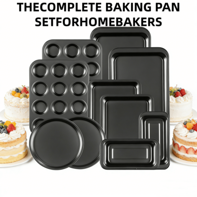 5pcs Non-Stick Baking Tray Set, Kitchen Oven Baking Pans, Baking Tools Set Includes Round/Square Cake Pans, Muffin Tin, Bread Pan, Baking Sheet, Cookie Tray, Non-Stick Cake Molds, Baking Pans, Baking Trays, Suitable For Home And Professional Bakers, Christmas Kitchen Baking/Cooking Gift