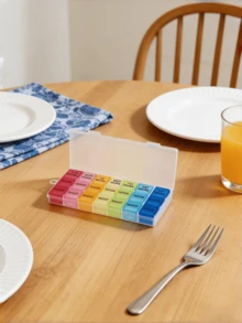 1 件 7 天药丸收纳盒，便携式药盒，用于每周药物储存，旅行和老年人使用的隔间盒 - 彩色 - 查看 5