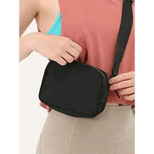 Sports Waist Pack/Crossbody Bag, Suitable For Running, Hiking, Cycling, Fitness And Other Sports, Fashion Casual Minimalist, Unisex, Suitable For Students. Mini Waist Pack With Adjustable Shoulder Strap, Unisex, One Shoulder Crossbody Bag, Suitable For Outdoor Sports, Running, Travel, Black, College Style Waist Pack, Suitable For The First Day Of School. - 黑色 - 查看 5