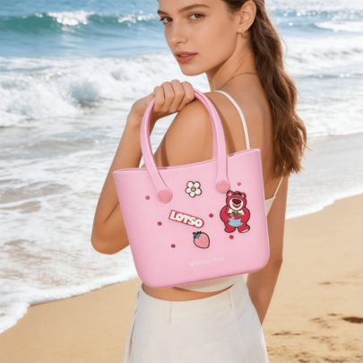 Disney Cartoon Cave Bento Bag, Lotso Portable Tote Beach Bag, Large Capacity Travel Handbag, Cute Gift For Girls