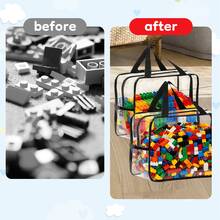 6 Pack Toy Storage Bags Toy Storage Organizer With Labels For Kids, Reusable Clear PVC Board Game Storage With Zipper, Waterproof Travel Bags For Building Blocks, Puzzles - Clear - View 5