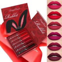 Set de 6 brillos labiales mate, resistente al agua y al sudor, antiadherente, efecto maquillaje natural de larga duración, para todo tipo de piel, para adultos, sistema de colores mixtos, caja de regalo. - 6 piezas - Ver 1