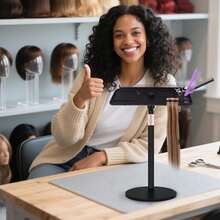 AliLeader 45厘米桌面假发架，带多功能假发支架、假发托盘、假发托架、假发三脚架和可调节模特头 - 黑色 - 查看 7