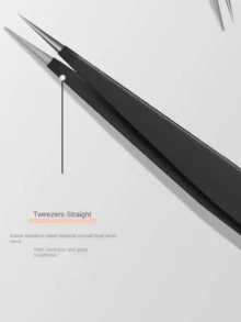 1支黑色粉末睫毛镊子，睫毛工具，睫毛夹，睫毛移植，睫毛夹，金色海豚羽毛夹，高精度花朵夹 - 銀色 - 查看 3