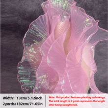2 Tamaños de Tela de Gasa Degradada de Sirena con Volante, Plisado 3D de Organza | Encaje Grande Recorte de Tela | Dobladillo de Falda DIY/Envolver Ramo/Decoración Floral DIY/Tocado/Recorte de Vestido de Noche | Tela de Vestuario de Escenario - azul real - Ver 15