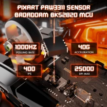 ATTACK SHARK V6 65g 超轻无线游戏鼠标，带 RGB 磁吸充电底座，蓝牙/2.4GHz 无线/有线双模鼠标，1K 轮询率，PixArt PAW3311 传感器，25000 DPI，适用于 PC FPS 游戏的办公/游戏鼠标 - 白色/黑色胶带 - 彩色 - 查看 3