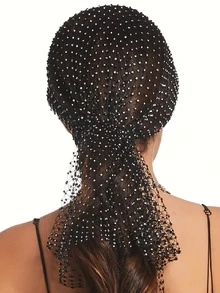 女士闪亮水钻派对头饰，网状设计，无需电源 - 适合夜店、锐舞派对、化装舞会等场合 - 展现女性魅力 - 佩戴方便，持久闪亮，节日头饰 - 彩色 - 查看 2