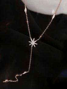 1件S925纯银锆石椭圆形项链，精致流苏颈链，日常佩戴百搭，亦可作为礼物 - 彩色 - 查看 4