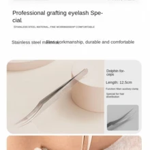 Eyelash Tweezers! Professional Eyelash Extension Stainless Steel Feather Clip Tweezers For Beginners, Eyelash Extension Tweezers, Eyelash Curler, Makeup Tools - C-Silver - View 5