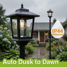 2pcs Hoodink Solar Powered Outdoor Lamp Posts - Black Patio Lights With Built-In Lithium Battery, Automatic Solar Garden Lighting For Pathway, Yard, Porch, Driveway - Modern Landscape Lighting, Solar Outdoor Lights, Pathway Illumination, Energyefficient Ligh - màu đen - Xem 4