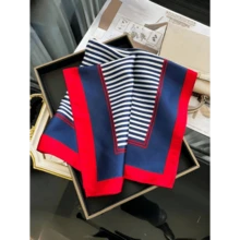 1pc New Women's Faux Silk Line Print 50x50CM Colors Small Square Scarf, Versatile Bandana, Decorative Ribbon For Bag, Neck Tie, Head Wrap, Suitable For Daily Use - Multicolor - View 4