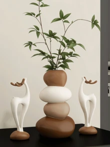 3件套树脂石花瓶，花瓶不可盛水，仅用于插放装饰性人造花，造型为幸运鹿和圣诞驯鹿，适用于客厅、餐厅、电视柜桌面装饰，可作为乔迁礼物，无需电源，也可用于家居装饰、圣诞节装饰、情人节房间装饰。 - 彩色 - 查看 9