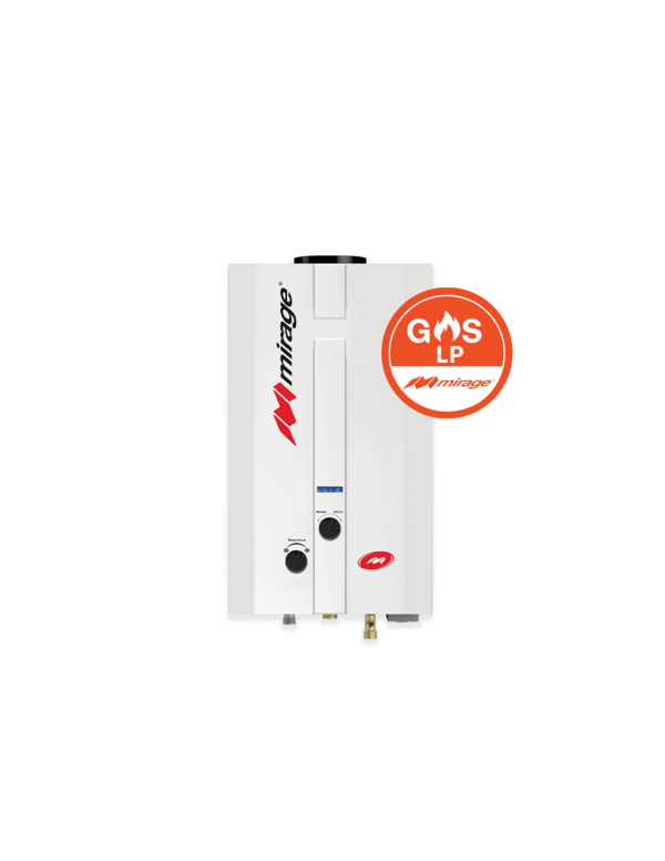 Boiler de Gas LP Mirage FLUX 6L/min Blanco | Cero Presión de Agua | Encendido Automático | Compacto | MBF06ED