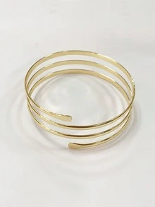 1件波西米亚风度假休闲光滑金色四层螺旋臂环，简约时尚个性化女士臂环，适合派对、晚宴、送礼、日常佩戴、旅行 - 金色 - 查看 4