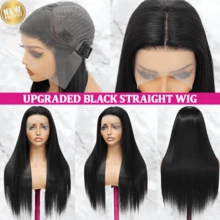 34-Inch Straight 13x4 HD Lace Front Human Blended Hair Wig, 200 Density Pre-Plucked Glue-Free Lace Front Wig, Realistic Hairline, Silky Smooth Texture, Suitable For Daily Wear, Also Ideal For Holidays, Dinners, Parties, And Special Occasions, Comfortable To Wear, Includes Adjustable Cap - Natural & Black - View 2