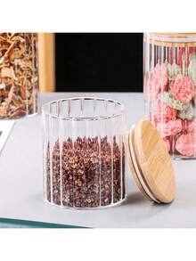8pcs Food Storage Glass Jars With Bamboo Lids, Transparent, 6.5 X 8.5cm - Multicolor - View 5