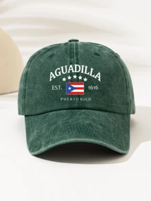 1pc Vintage Washed Brazil Star Print Summer Sun Protection Baseball Cap, Retro Hipster Hip-Hop Curved Brim Hat, Adjustable Unisex Sun Visor Cap - Washed Cap - View 15