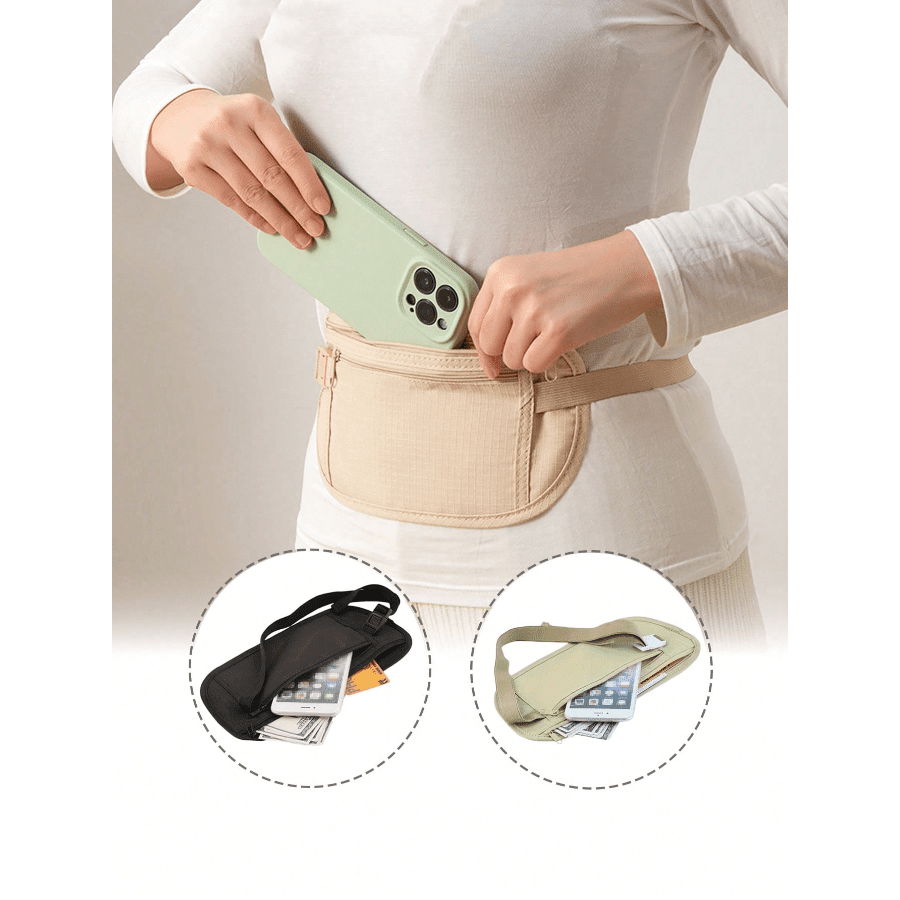 1pc Creative New Fashion Personalized Anti-Theft Concealed Travel Waist Bag, Slim Waterproof Sports Waist Pack Can Fit Phone, Keys, Cards, Coins, Earphones, Tissue, Passport And Other Items, Suitable For Daily Use, Sports, Running, Hiking, Cycling, Fitness, School And Home, Travel Essential, Holiday Travel Bag And Travel Accessory - 彩色 - 查看 2