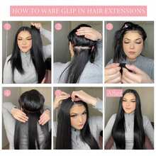 6件/套 16夹 自然黑色渐变长直发耐热假发（女士款） - SNatural - 查看 8