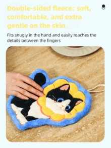 1条可爱猫咪造型多巴胺吸水性强、触感柔软的手巾，竖款设计节省空间，适合浴室和厨房装饰，色彩鲜艳，可用作浴室/厨房装饰布或厨房毛巾 - 彩色 - 查看 6