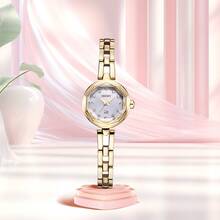 Orient 女士奢华玫瑰金手镯腕表，优雅水晶表盘石英腕表，珠宝礼品 - 白色 - 查看 2