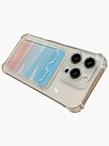 透明极简卡槽手机壳，兼容苹果设备；可放置银行卡和照片。 - 無色 - 查看 2